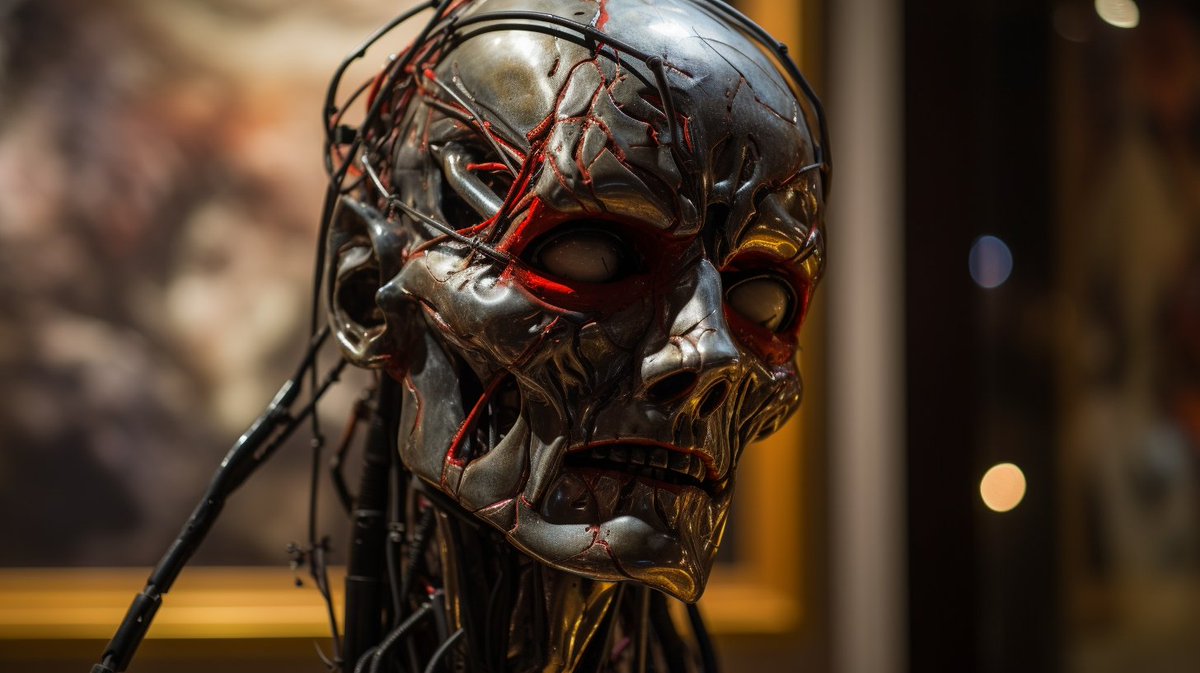 A robot troubled robot in an art gallery